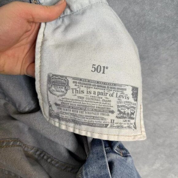 Levis 501 Jeans Men's Size 34x32 Straight Button Fly Red Tab Blue Fits 34x28 - Picture 10 of 15
